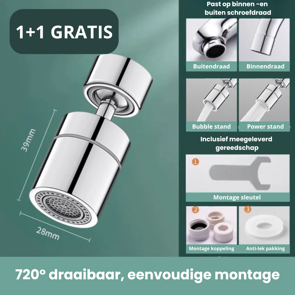 SplashGuard Universele Kraan | 1+1 gratis