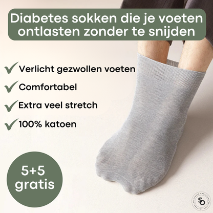 Diabetes sokken | comfortabel voor gezwollen voeten | 5+5 gratis